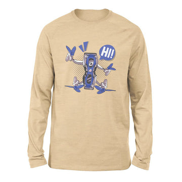 Quadcopter Robot Men/Unisex Drop Shoulder Sweatshirt in Heather Sand Dune color